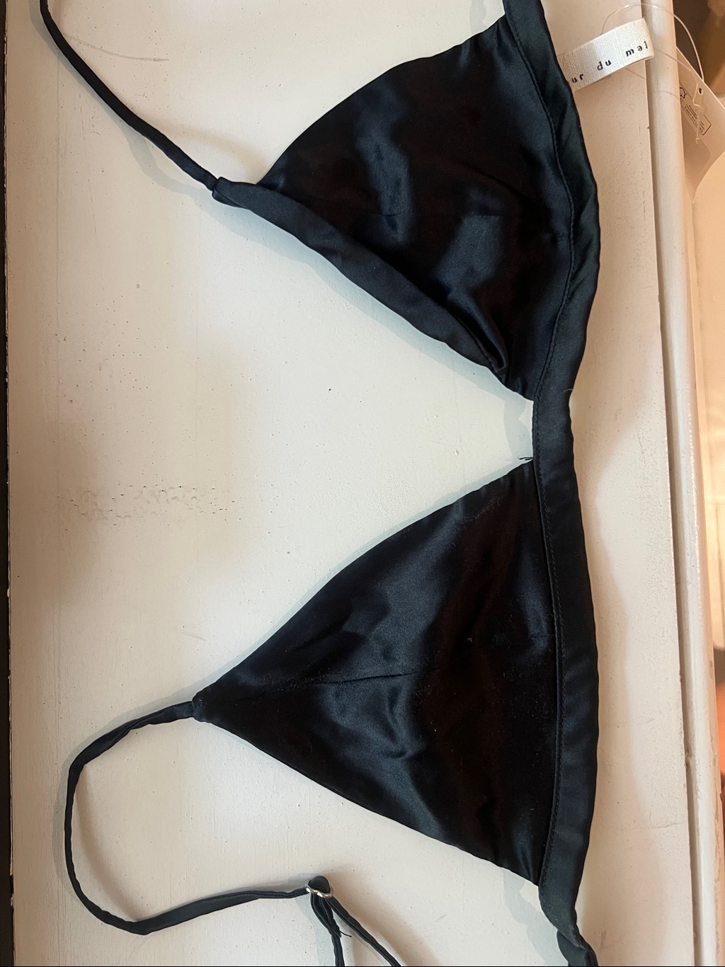 Fleur Du Mal Black Silk Triangle Bralette — image 7 of 8